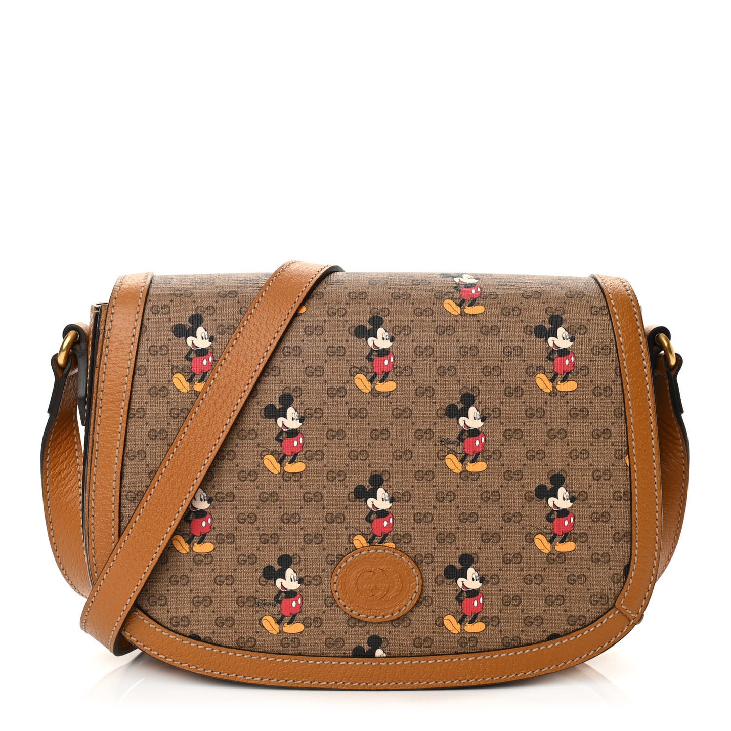 X DISNEY Mini Vintage GG Supreme Monogram Mickey Mouse Small Flap Messenger Bag Beige Vintage Sun Oil