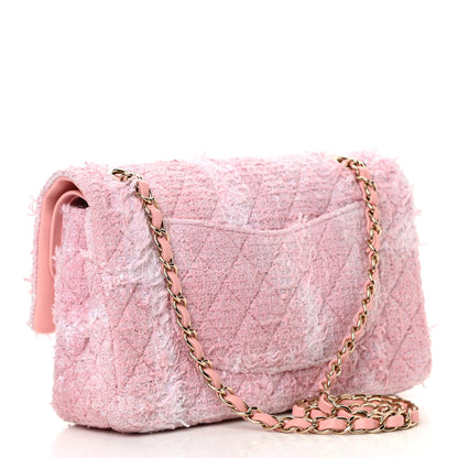 Chanel Tweed Medium Double Flap Light Pink White 3 of 12