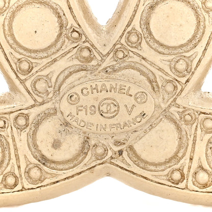 Chanel Graduated Pearl Crystal CC Brooch Gold 4 of 4