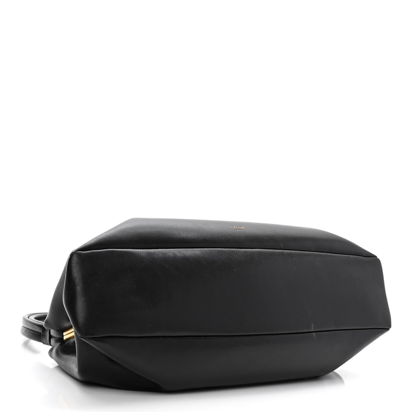 Smooth Calfskin Eyelet Small Top Handle Bag Black