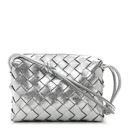 Bottega Veneta Metallic Nappa Intrecciato Mini Looping Crossbody Silver 1 of 10