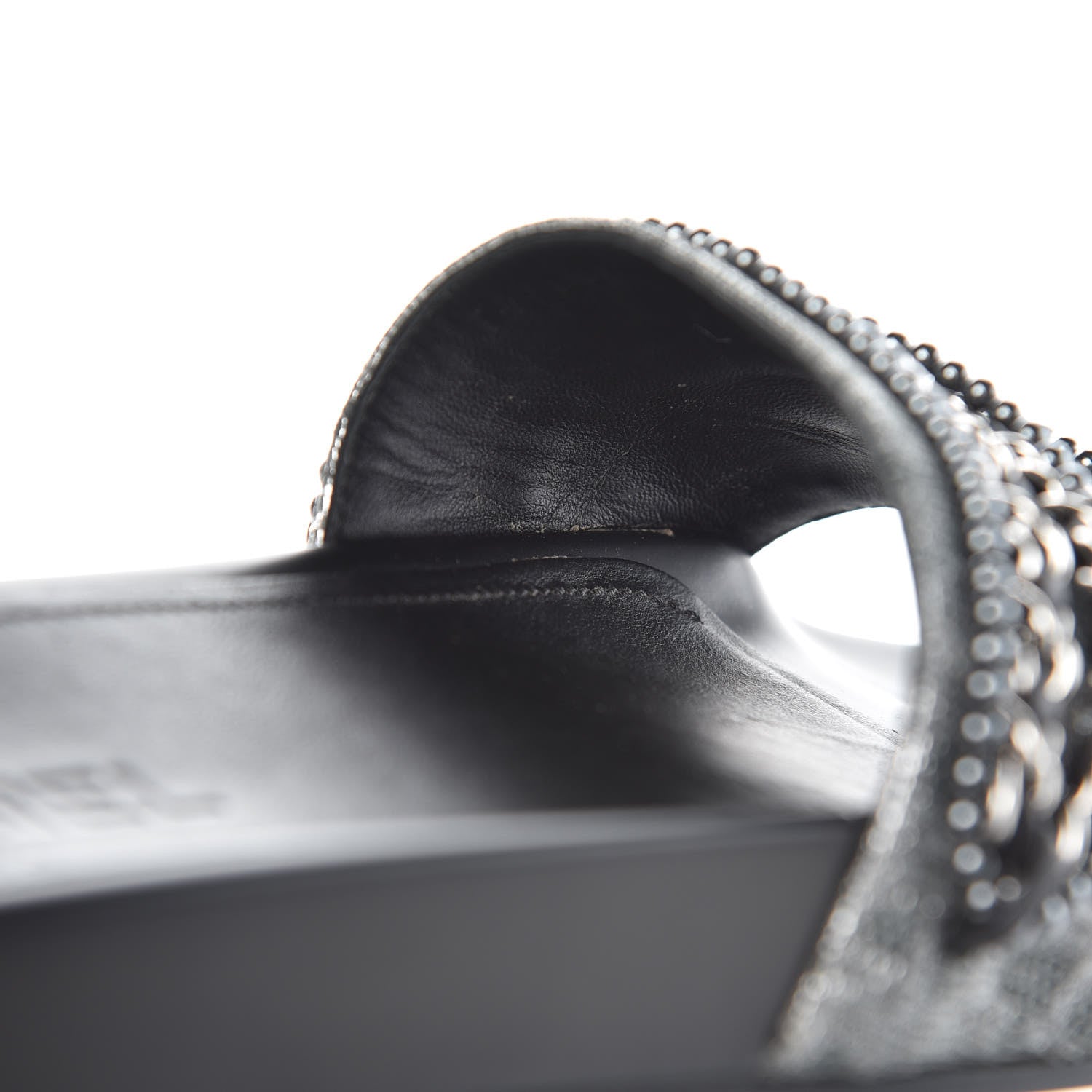 Chanel Fantasy Lambskin Pearl Chain CC Flat Mules 40 Silver Black 9 of 10