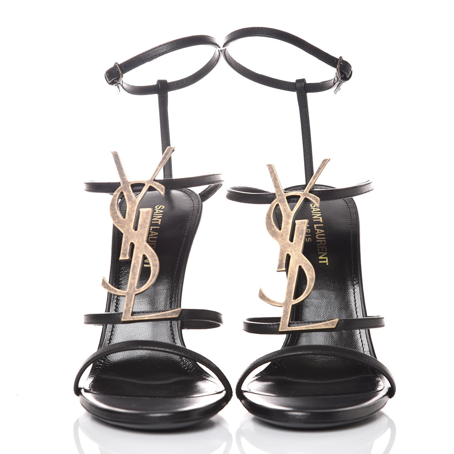 Saint Laurent Calfskin Cassandra 110 Sandals 37 Black 2 of 8