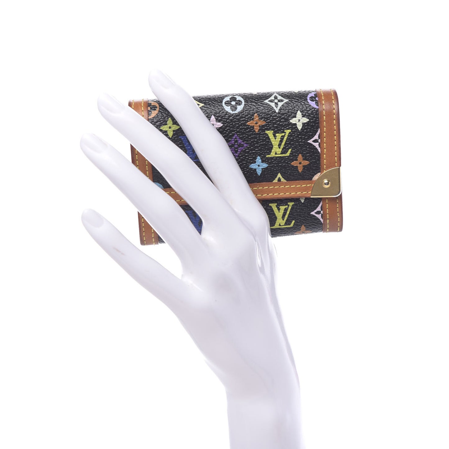 Monogram Multicolor Porte-Monnaie Plat Coin Purse Black