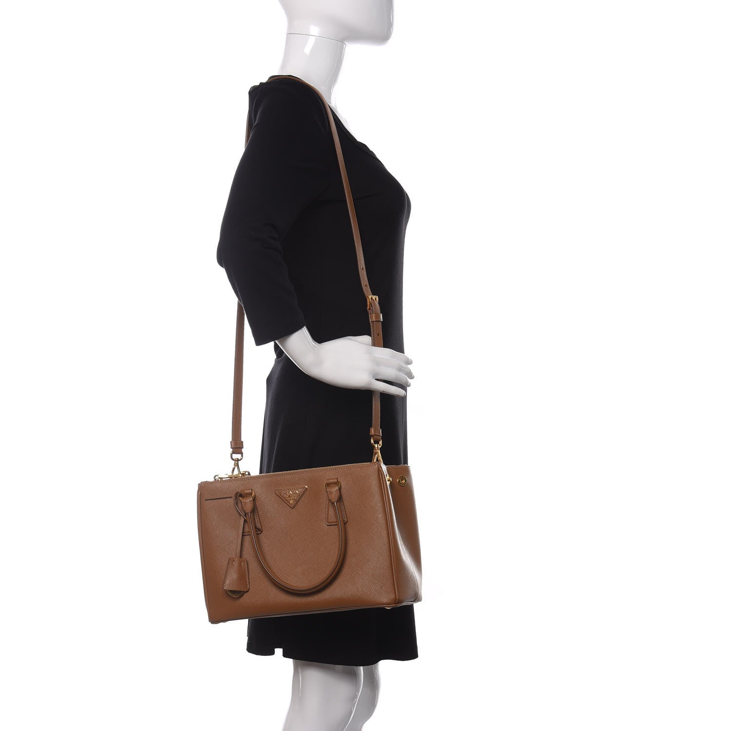 Prada Saffiano Small Galleria Double Zip Tote Caramel 2 of 10