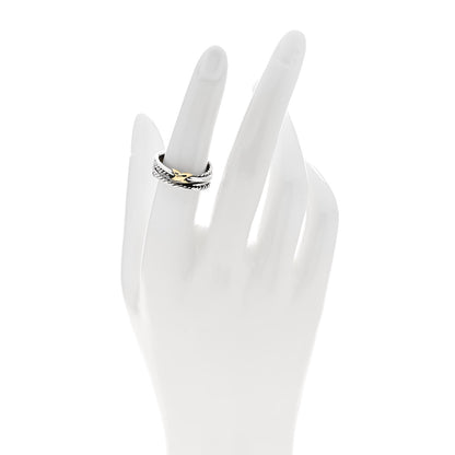 David Yurman Sterling Silver 18K Yellow Gold 6mm X Crossover Ring 53 6.25 2 of 5