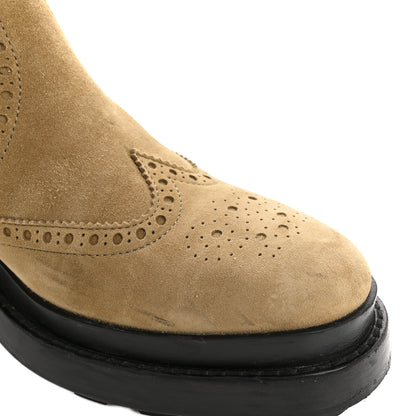 Hermes Suede Goatskin Chelsea Ankle Boots 37 Beige Gobi 12 of 13