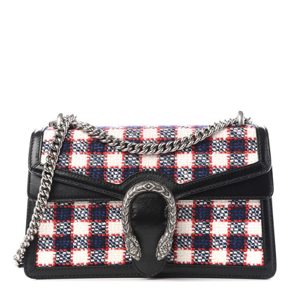 Gucci Vintage Tweed Check Small Dionysus Shoulder Bag White Hibiscus Red Marine 1 of 11