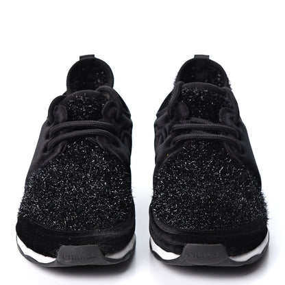 Chanel Stretch Fabric Velvet CC Sneakers 40.5 Black 2 of 10