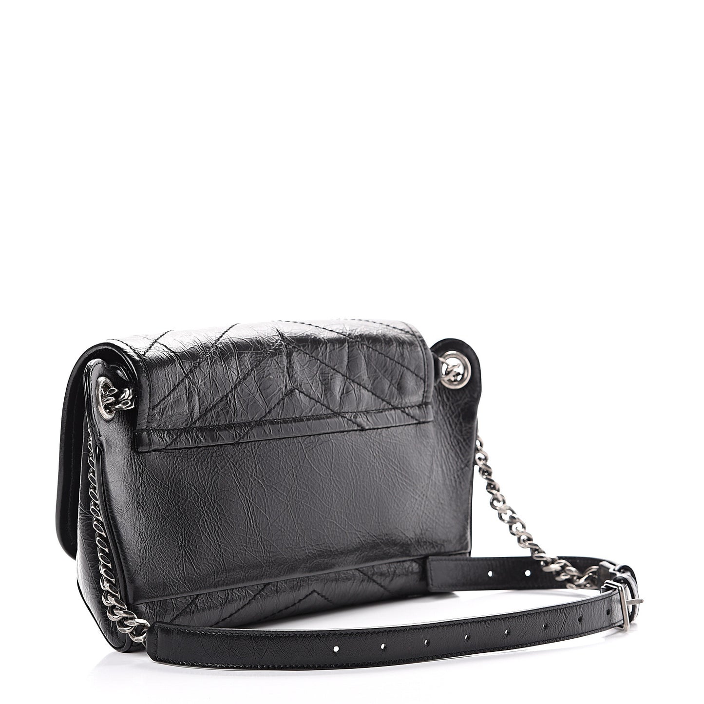 Crinkled Calfskin Matelasse Monogram Niki Body Bag Black