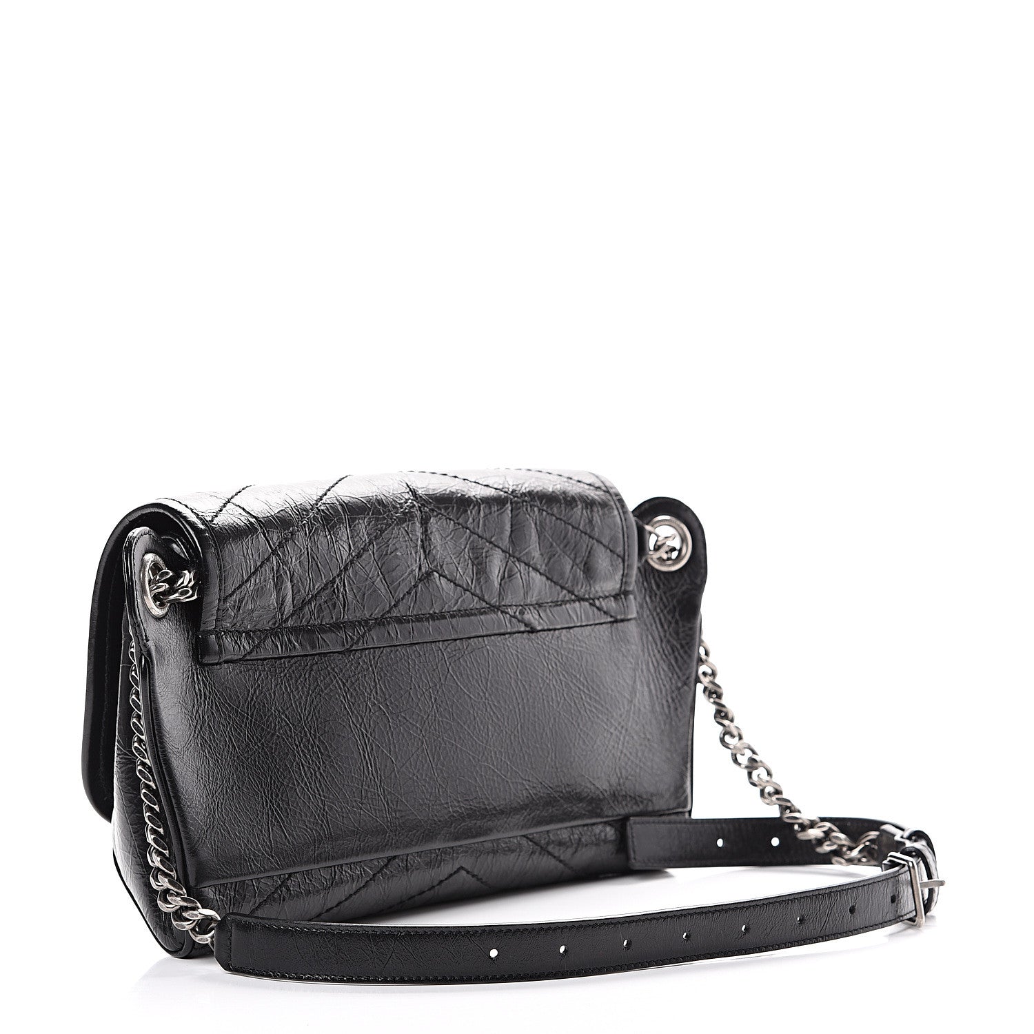 Saint Laurent Crinkled Calfskin Matelasse Monogram Niki Body Bag Black 2 of 8