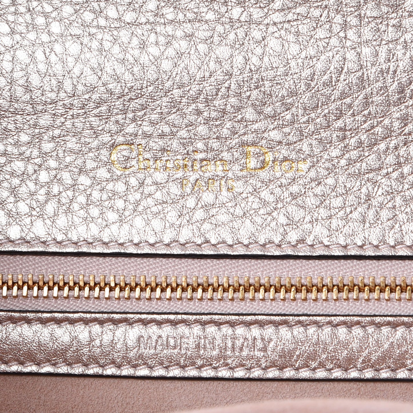 Metallic Grained Calfskin Small Diorama Flap Bag Copper
