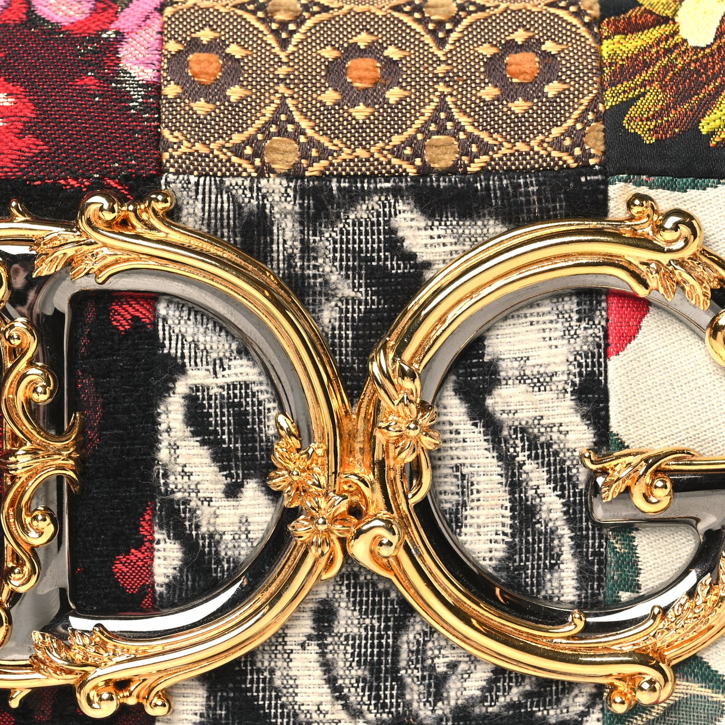 Patchwork Snakeskin Brocade DG Girls Chain Shoulder Bag Multicolor