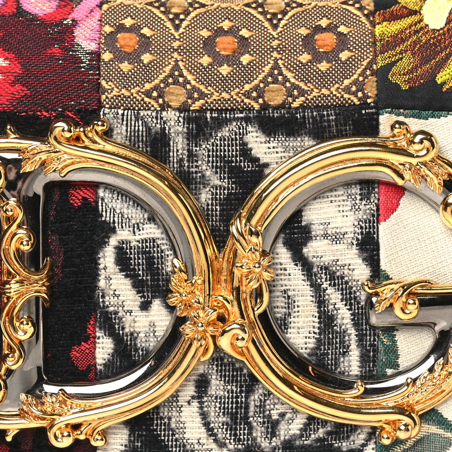 Dolce & Gabbana Patchwork Snakeskin Brocade DG Girls Chain Shoulder Bag Multicolor 7 of 12