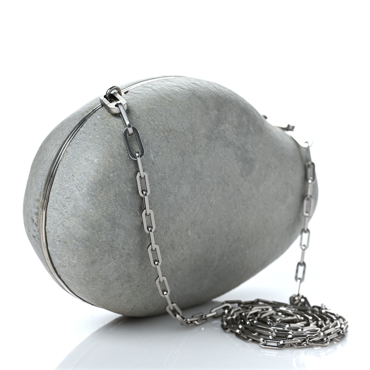Bottega Veneta Pebble Rock Mini Chain Clutch Grey 3 of 8
