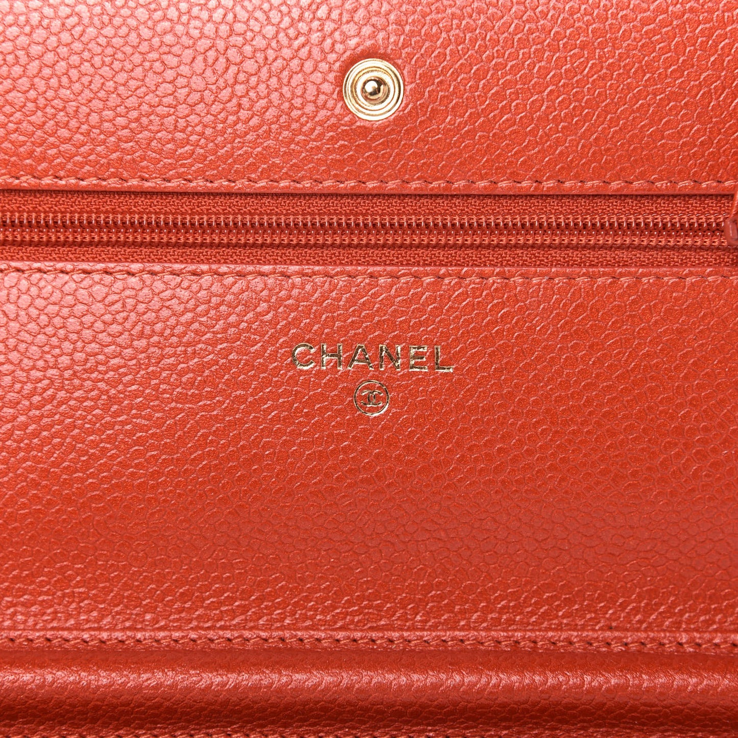 Pearly Caviar Quilted Wallet On Chain WOC Orange