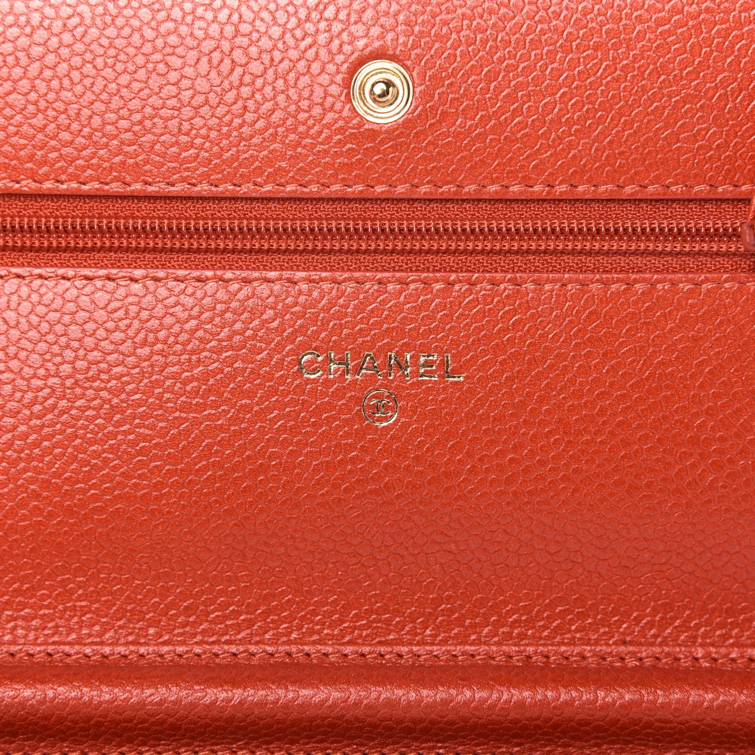 Chanel Pearly Caviar Quilted Wallet On Chain WOC Orange 8 of 11