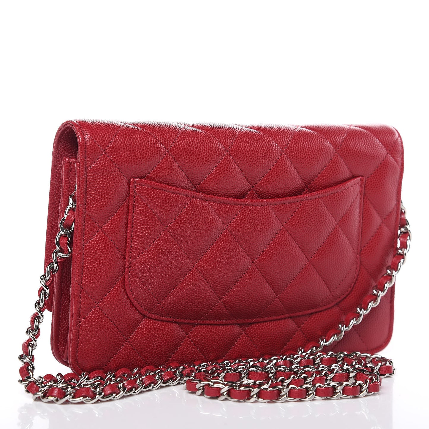 Caviar Quilted Wallet On Chain WOC Dark Pink