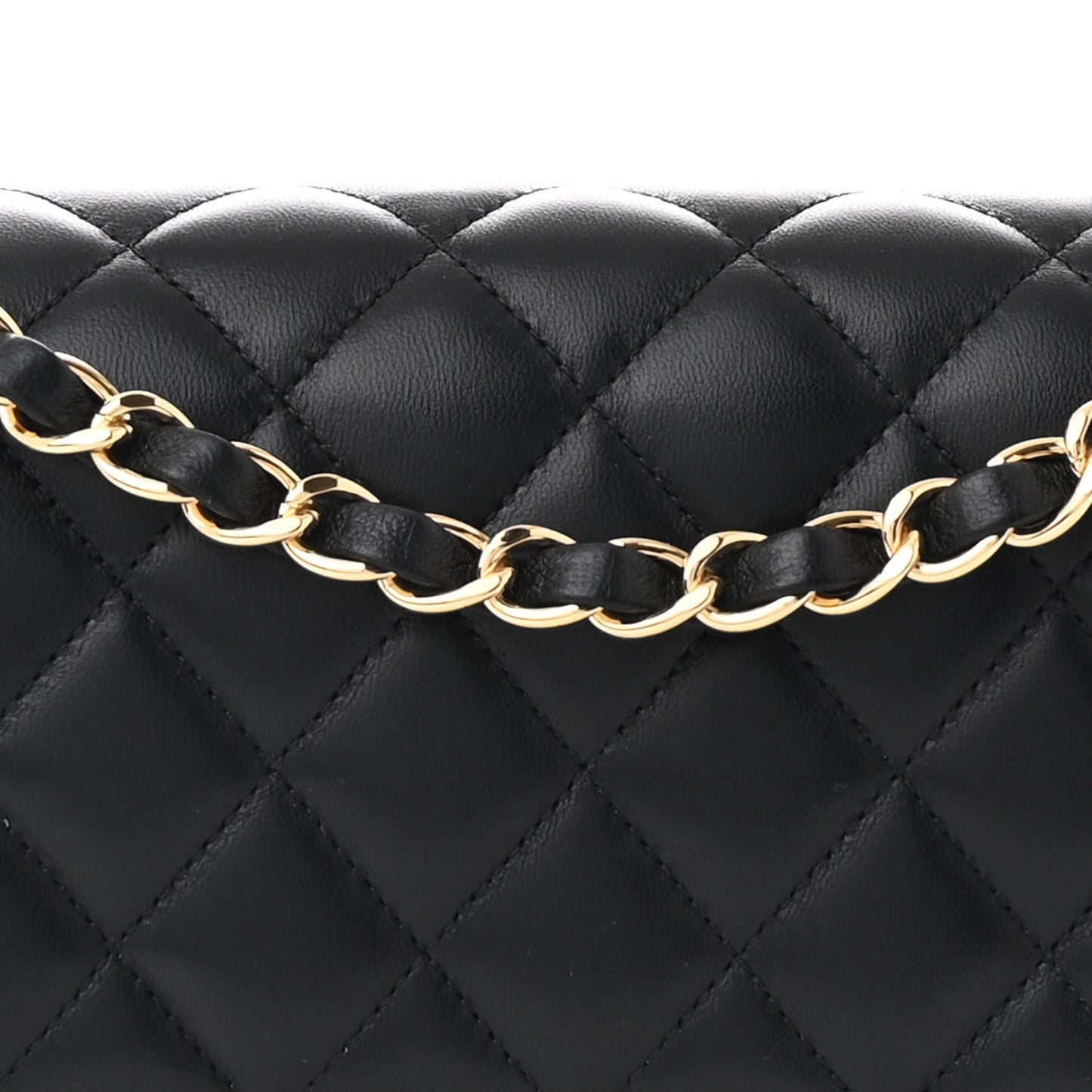 Lambskin Quilted Medium Double Flap Black