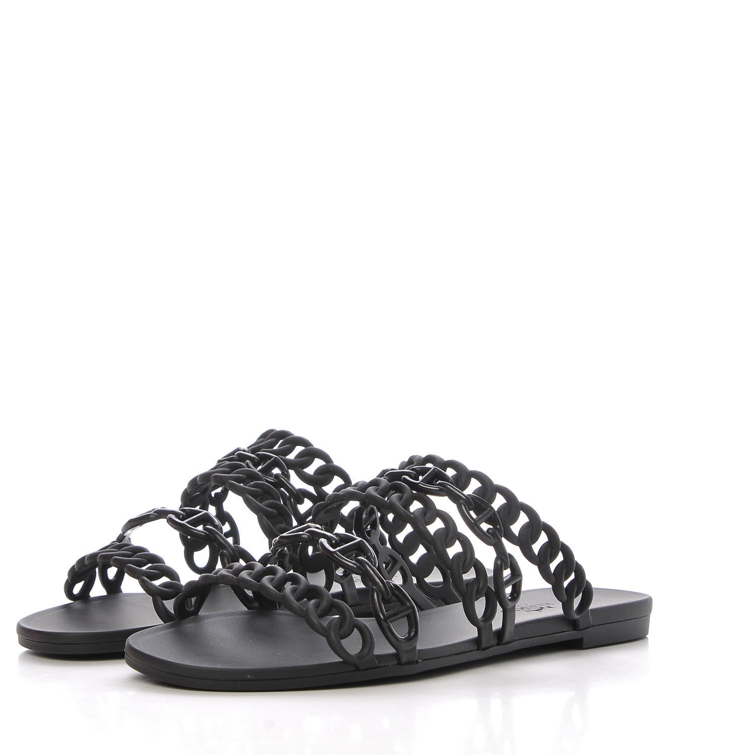 Hermes Rubber Chaine d'Ancre Nude Sandals 37 Black 3 of 8