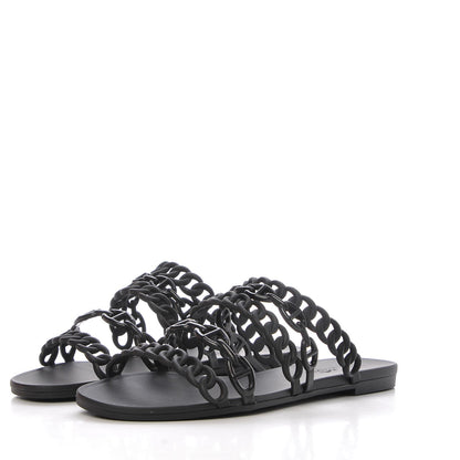 Hermes Rubber Chaine d'Ancre Nude Sandals 37 Black 3 of 8