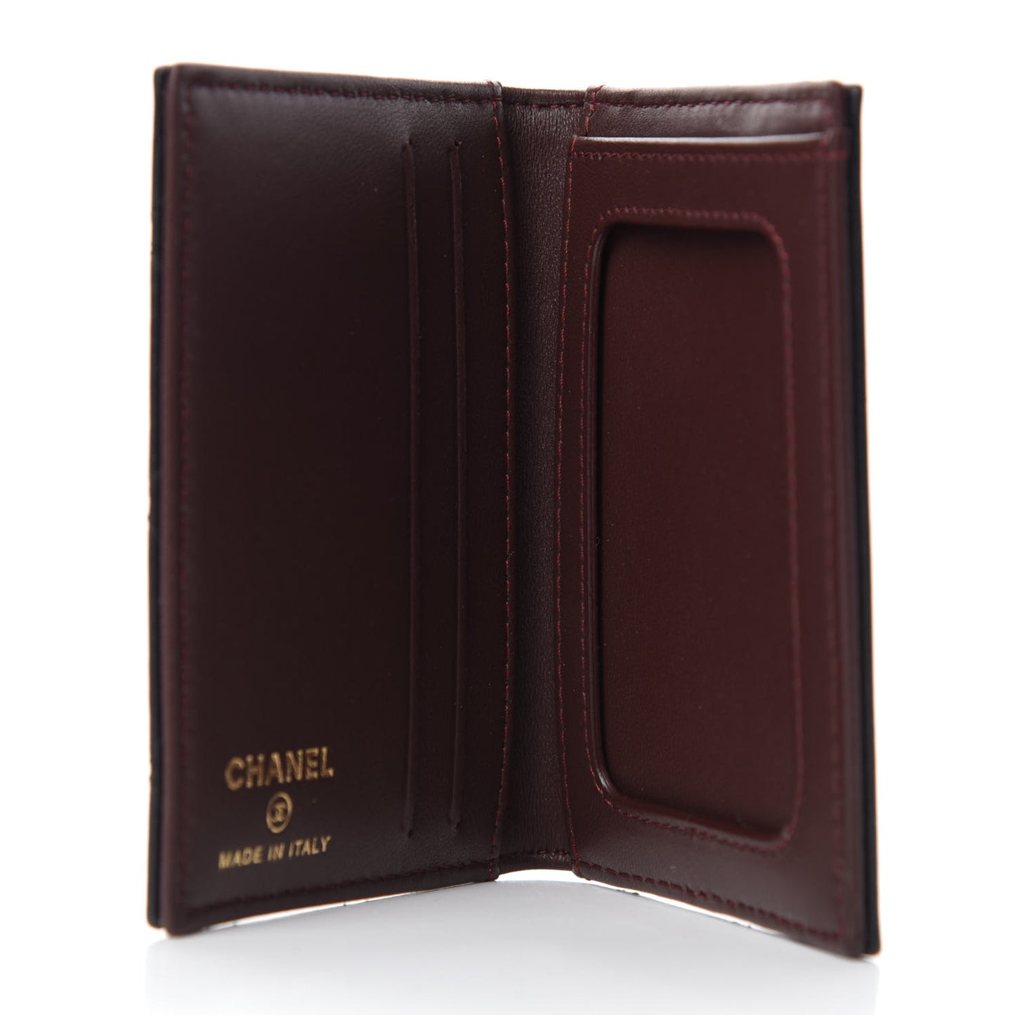 Lambskin Quilted Card Holder Wallet Black