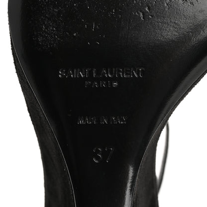 Saint Laurent Suede Lila Wedge Sandals 37 Black 8 of 10