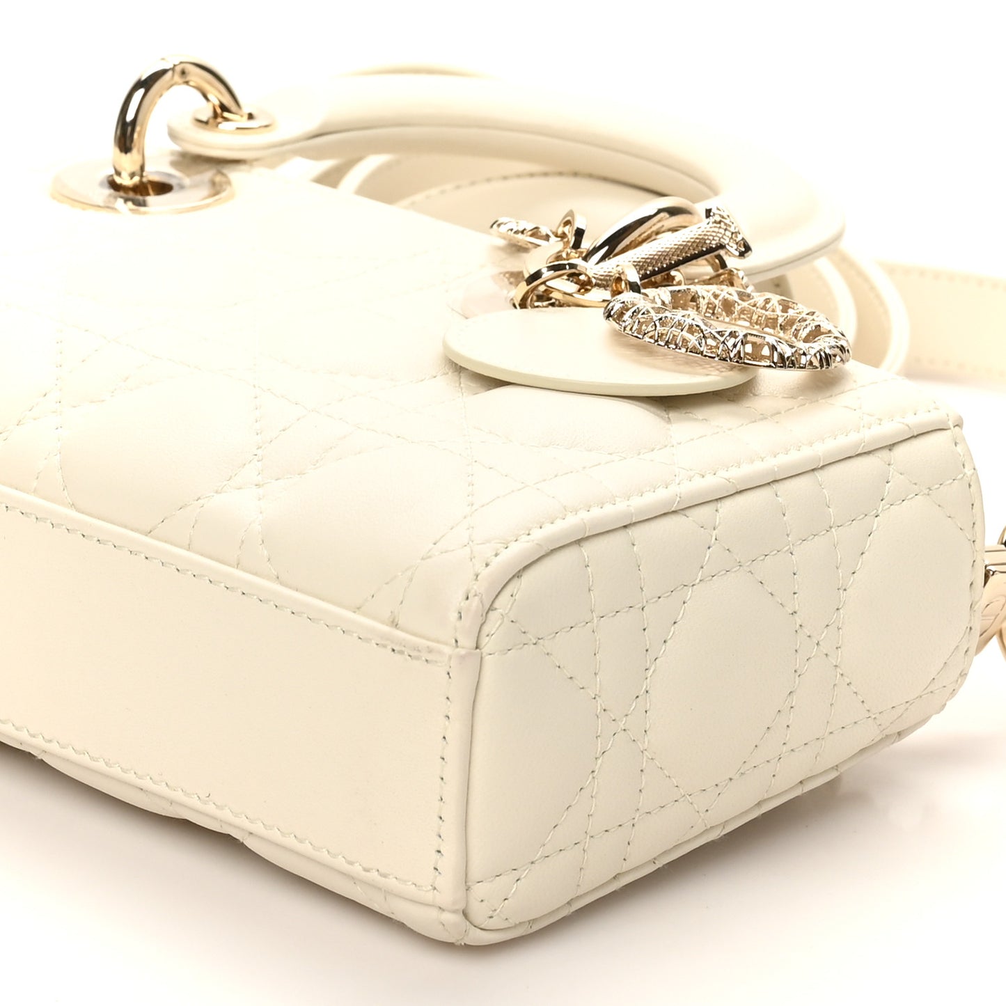 Lambskin Cannage Small Lady D-Joy Latte