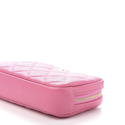 Chanel Caviar Quilted Small Curvy Pouch Cosmetic Case Pink 9 of 10