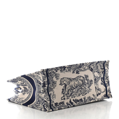 Christian Dior Canvas Embroidered Toile De Jouy Medium Book Tote Blue 4 of 9