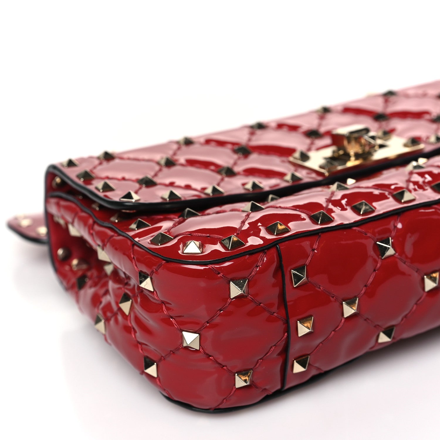 Valentino Garavani Patent Small Rockstud Spike Shoulder Bag Rosso Valentino 7 of 8