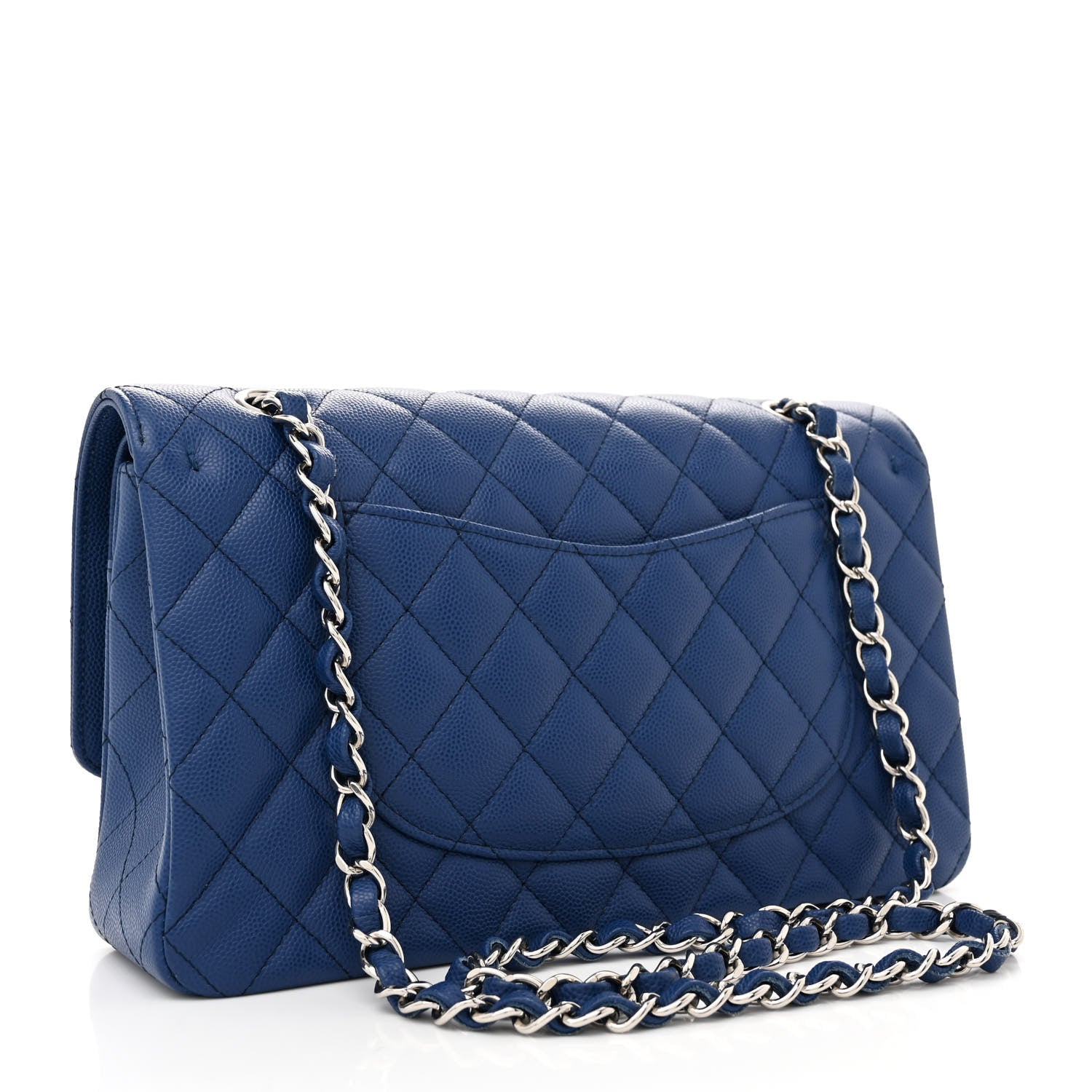 Chanel Caviar Quilted Medium Double Flap Blue 3 of 10