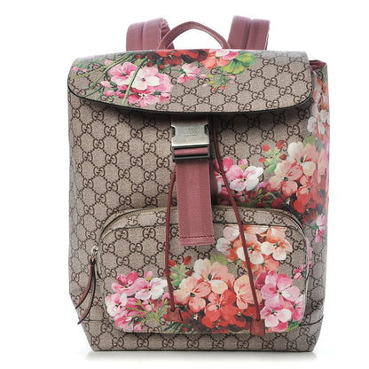 Gucci GG Supreme Monogram Blooms Medium Single Buckle Backpack Beige Multicolor Dry Rose 1 of 7