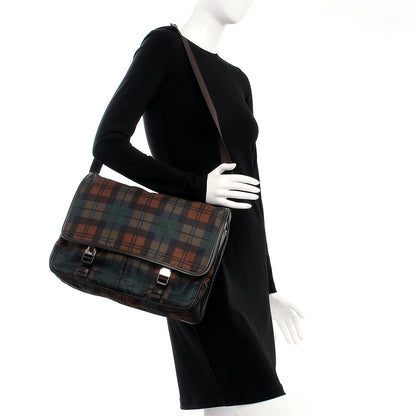 Prada Tessuto Scozzes Saffiano Messenger Bag Brown Watch 2 of 9