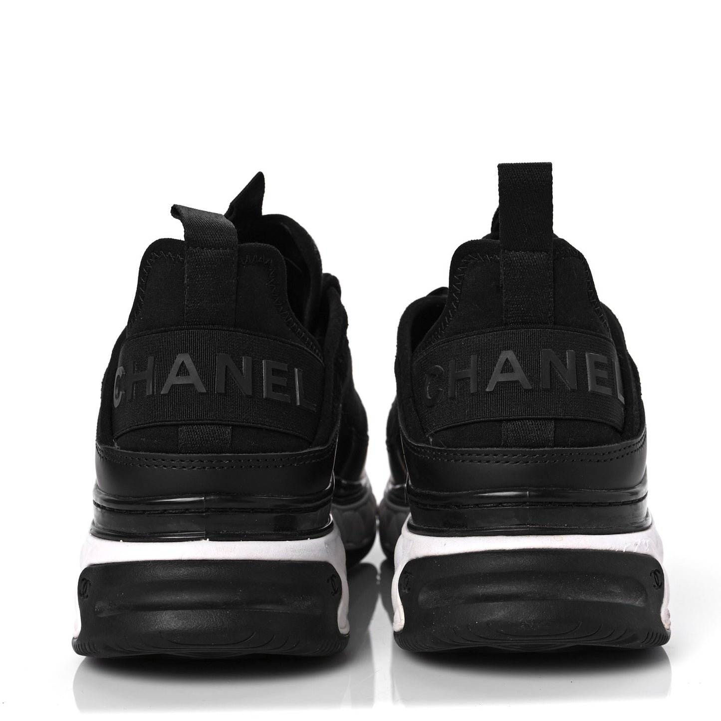 Velvet Calfskin Mixed Fibers CC Sneakers 38 Black