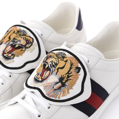 Gucci Calfskin Ayers Web Tiger Embroidered Mens Ace Sneakers 11.5 White 10 of 11