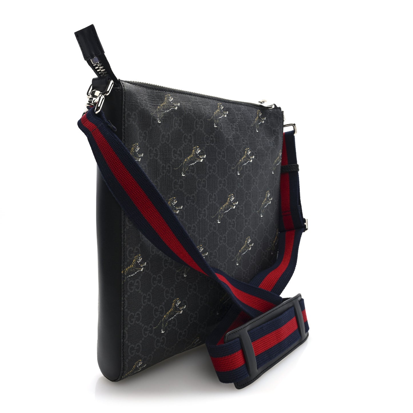 GG Supreme Monogram Tigers Web Messenger Bag Black Multicolor