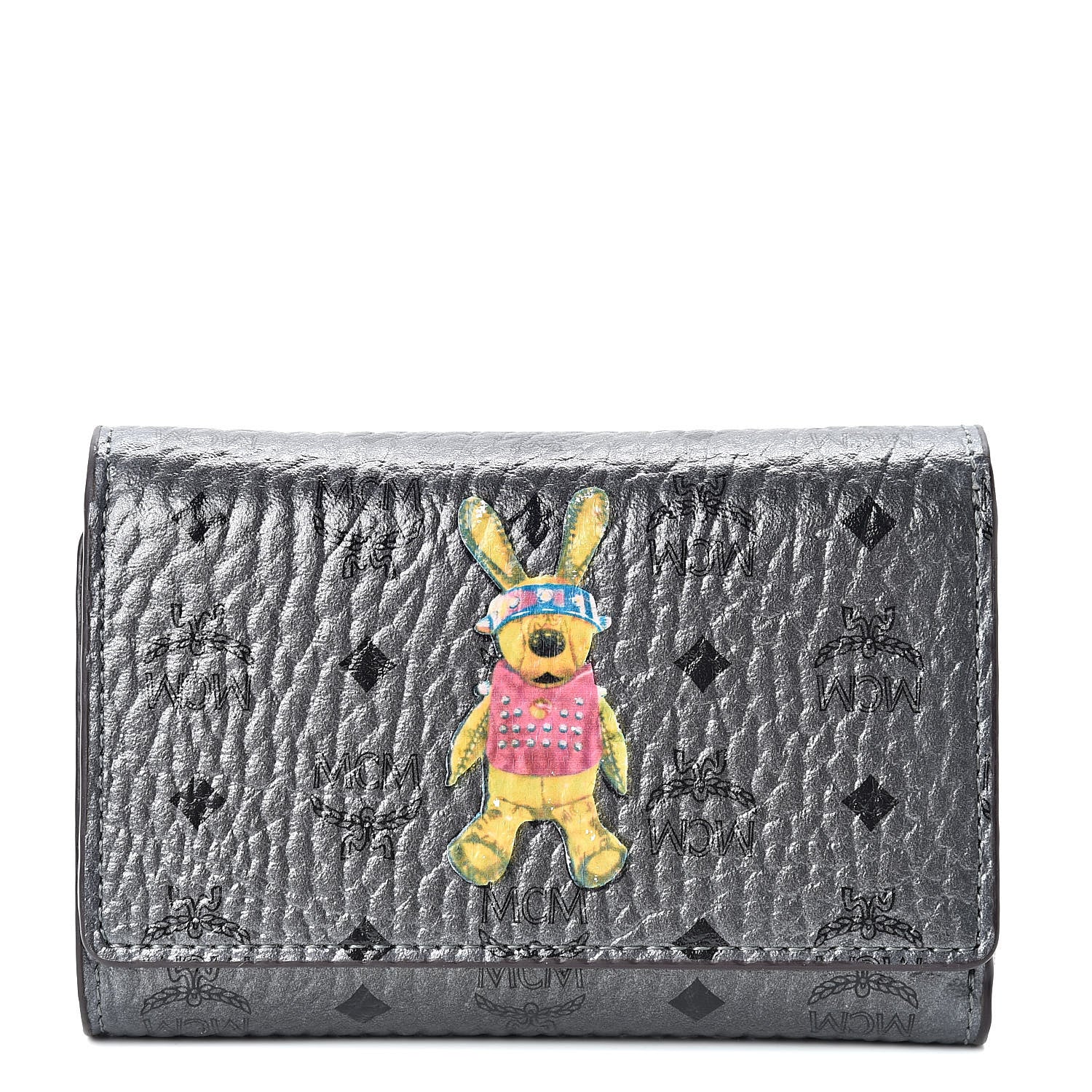 MCM Metallic Visetos Rabbit Tri-Fold Wallet Silver 505000 – FASHIONPHILE