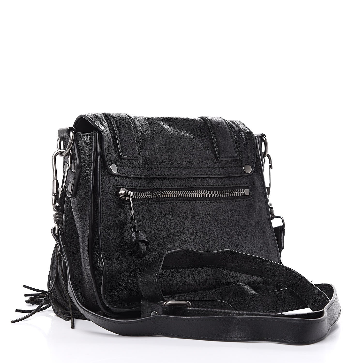 Proenza Schouler Lambskin Fringe PS1 Crossbody Pouch Black 3 of 13