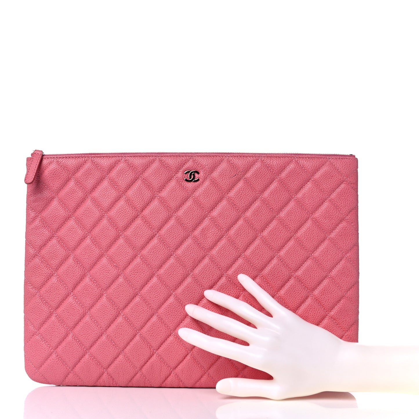 Caviar Quilted Large Cosmetic Case Rose Pink