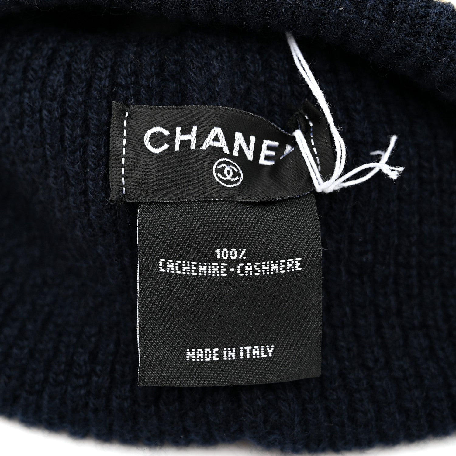 Chanel Cashmere CC Beanie Hat Navy 5 of 6