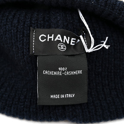 Chanel Cashmere CC Beanie Hat Navy 5 of 6
