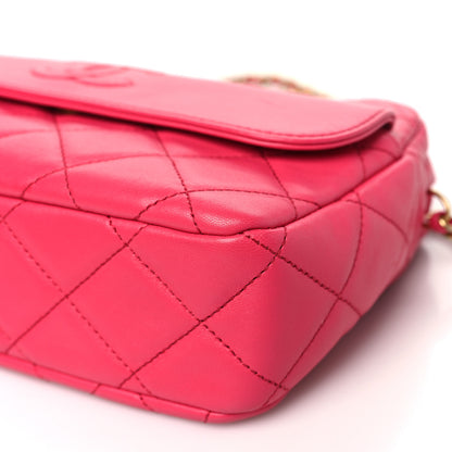 Chanel Lambskin Quilted Chain & Tassel Small Camera Case Fuchsia 10 of 10