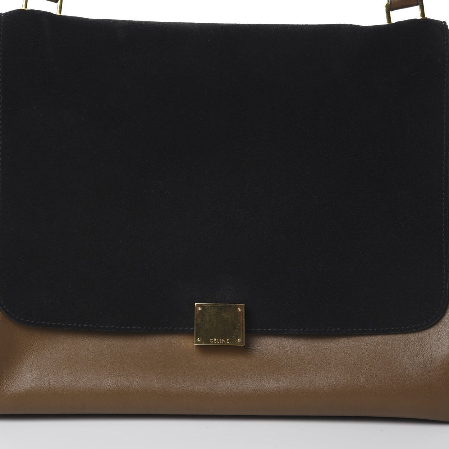 Smooth Calfskin Suede Large Tri-Color Trapeze Black