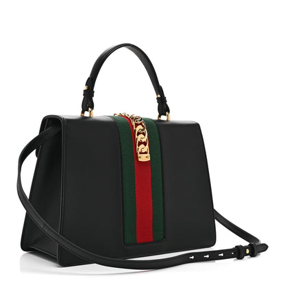Gucci Calfskin Medium Sylvie Top Handle Bag Black 3 of 11