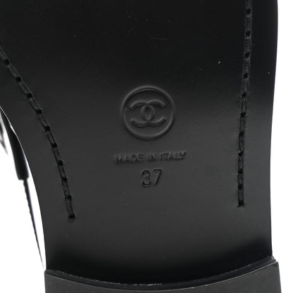 Chanel Shiny Calfskin Logo Loafers 37 Black 7 of 10