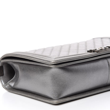 Chanel Metallic Calfskin Quilted Large Boy Flap Silver 7 of 14