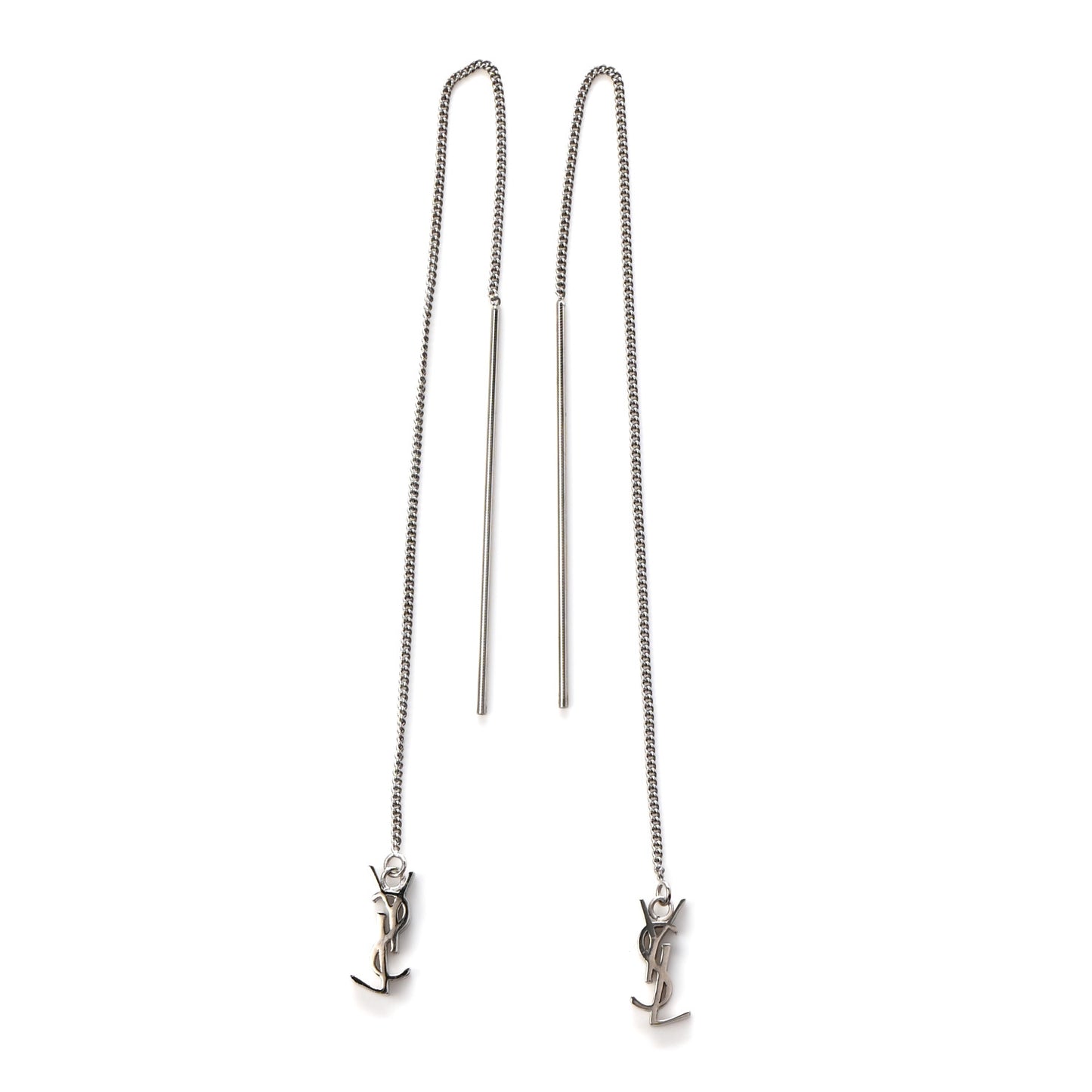 Monogram Drop Earrings Silver
