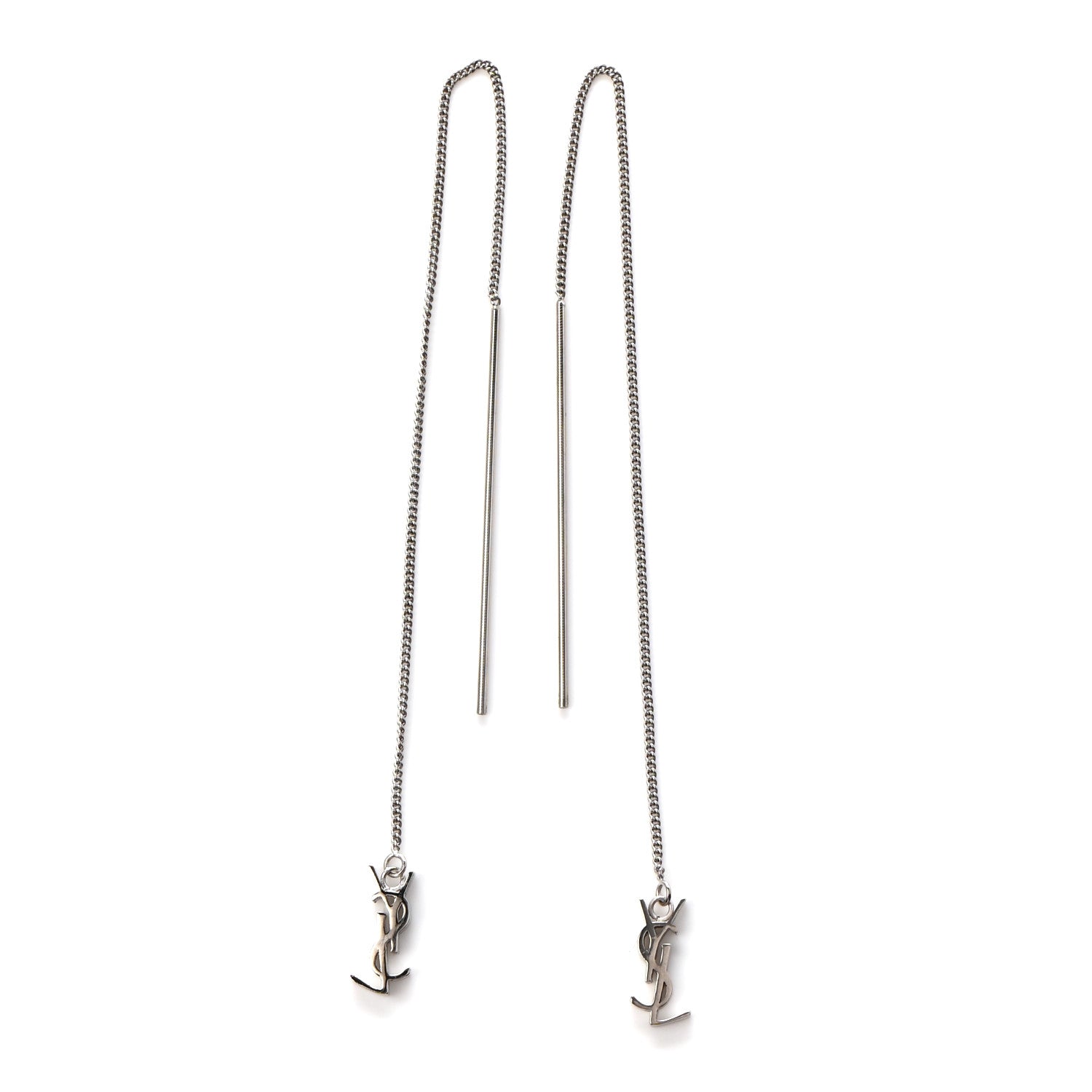 Saint Laurent Monogram Drop Earrings Silver 3 of 4