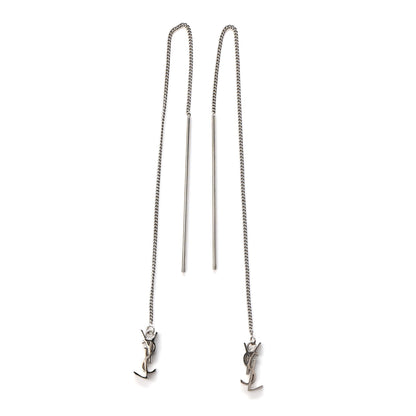 Saint Laurent Monogram Drop Earrings Silver 3 of 4